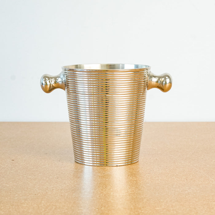 Decorative 5.75-Inch Tall Ice Bucket in Ribbed Stainless Steel