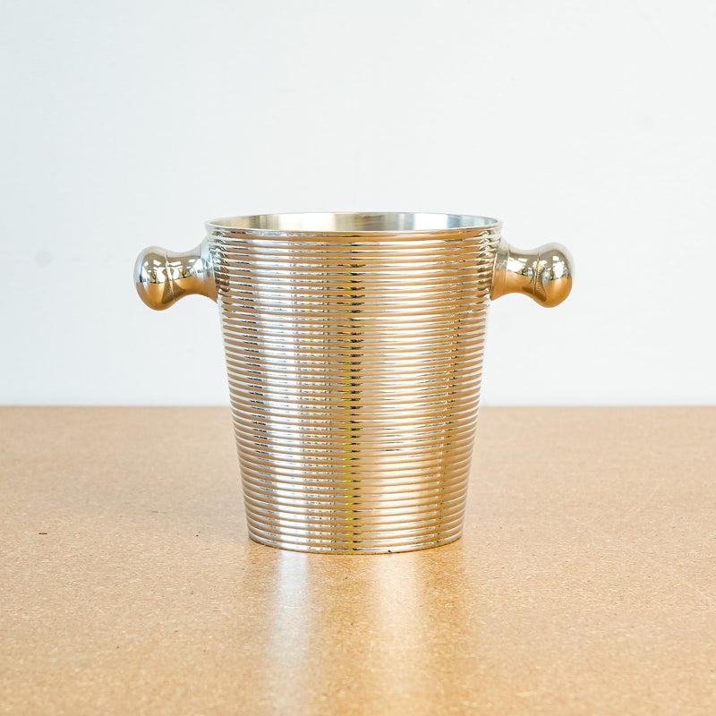 Decorative 5.75-Inch Tall Ice Bucket in Ribbed Stainless Steel
