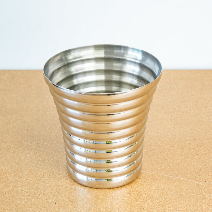 Decorative Ribbed Stainless Steel 7.75-Inch Vessel