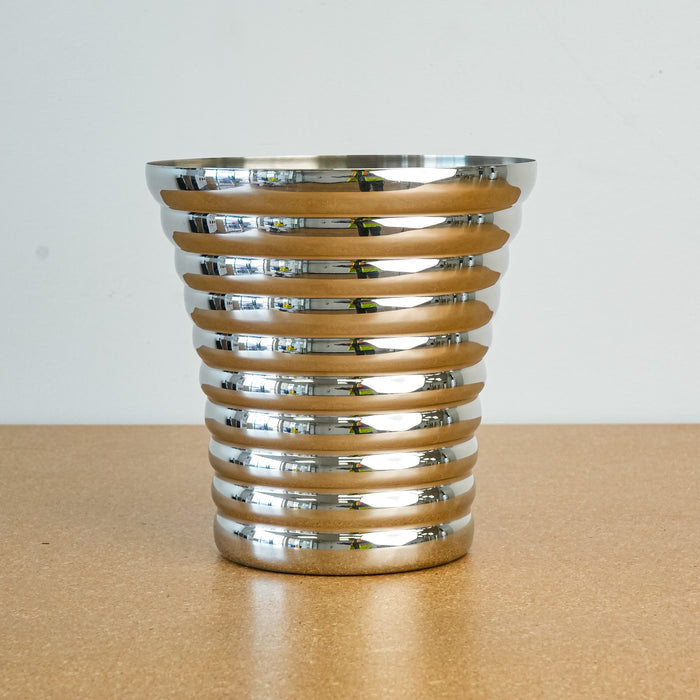 Decorative Ribbed Stainless Steel 7.75-Inch Vessel