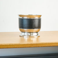 Decorative Leather and Stainless Steel 9.5x8-Inch Vessel