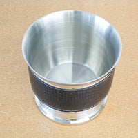 Decorative Leather and Stainless Steel 9.5x8-Inch Vessel