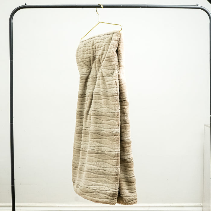 Faux Fur Throw 50" x 70" Oversized in Taupe Gray