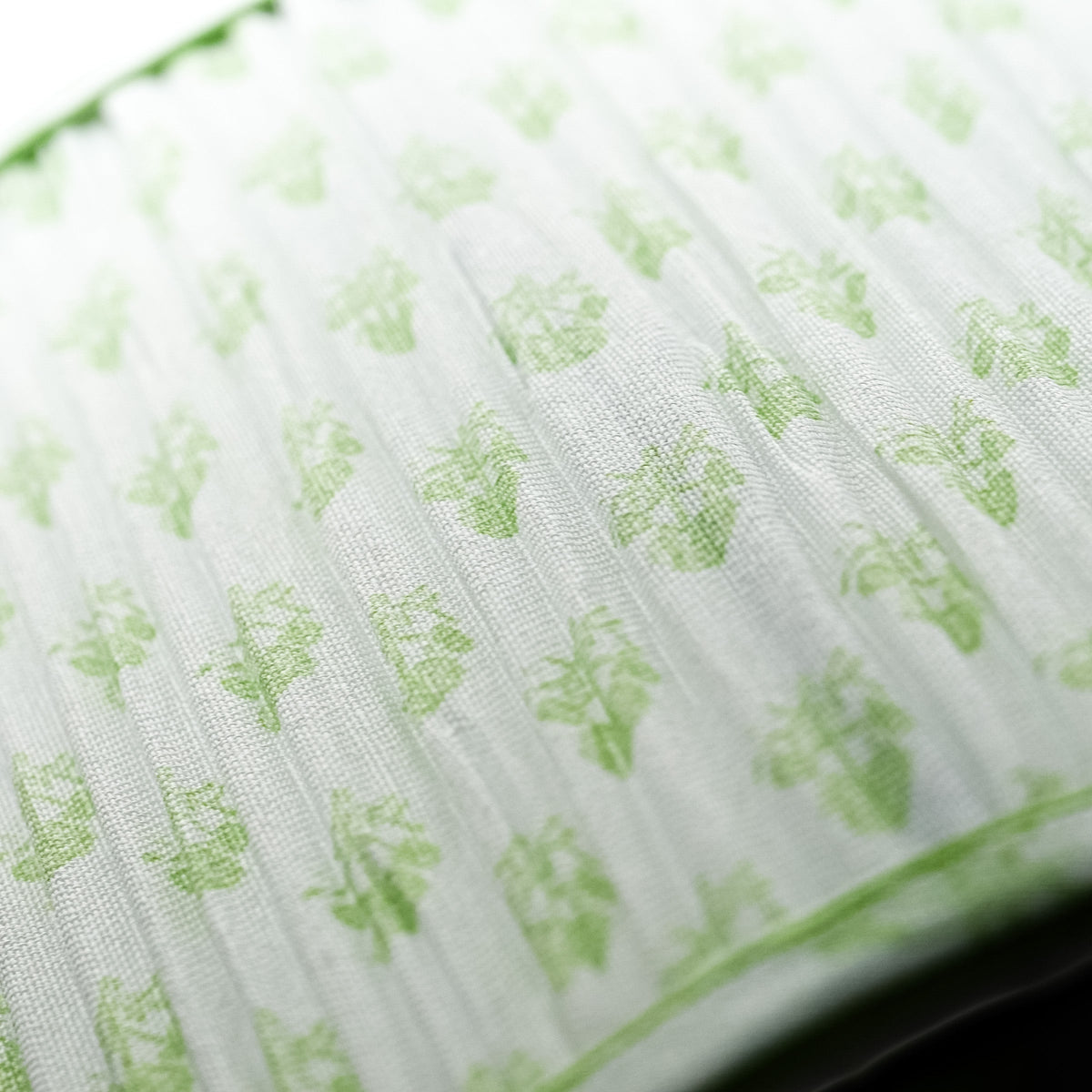 Lamp Shade in White, 12-14" Diameter with Green Floral Pattern