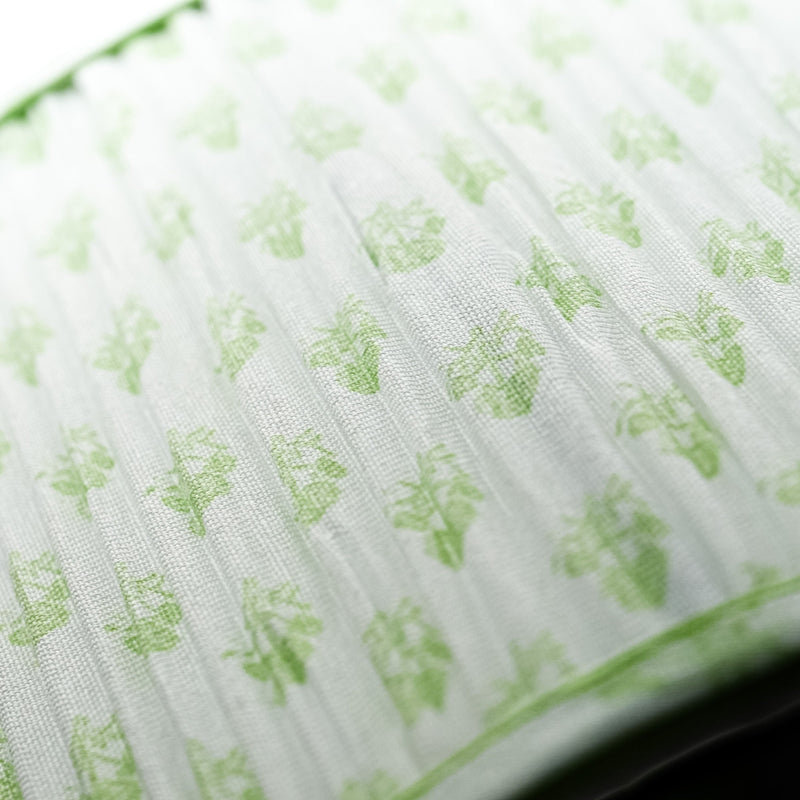 Lamp Shade in White, 12-14" Diameter with Green Floral Pattern