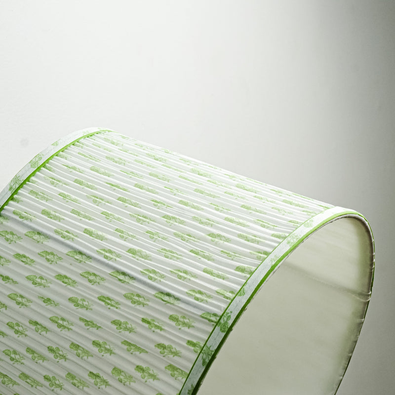 Lamp Shade in White, 12-14" Diameter with Green Floral Pattern