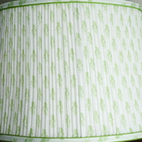Lamp Shade in White, 12-14" Diameter with Green Floral Pattern