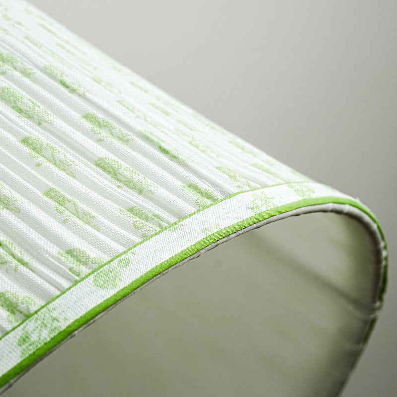 Lamp Shade in White, 12-14" Diameter with Green Floral Pattern