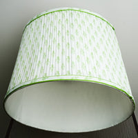 Lamp Shade in White, 12-14" Diameter with Green Floral Pattern
