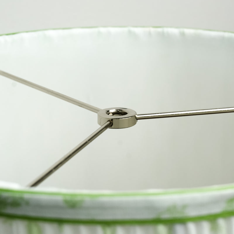 Lamp Shade in White, 12-14" Diameter with Green Floral Pattern