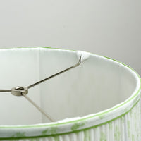 Lamp Shade in White, 12-14" Diameter with Green Floral Pattern