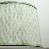 Lamp Shade in White, 12-14" Diameter with Green Floral Pattern