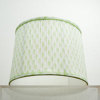 Lamp Shade in White, 12-14" Diameter with Green Floral Pattern