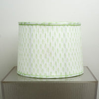 Lamp Shade in White, 12-14" Diameter with Green Floral Pattern