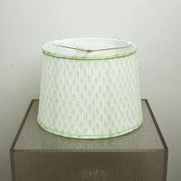 Lamp Shade in White, 12-14" Diameter with Green Floral Pattern