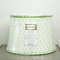 Lamp Shade in White, 12-14" Diameter with Green Floral Pattern