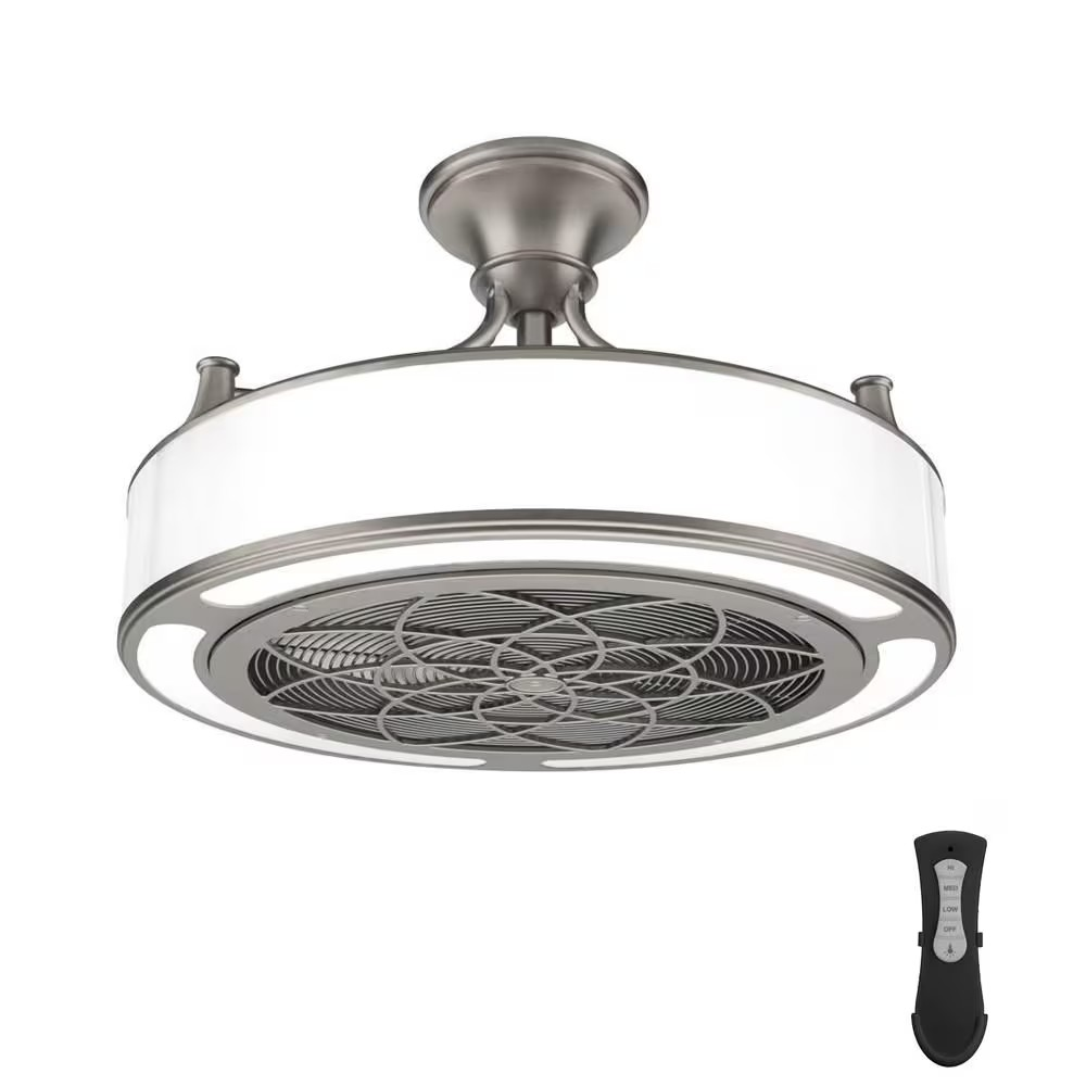 Windara 22" Brushed Nickel Ceiling Fan w/ Dimmable LED Light Kit & Remote