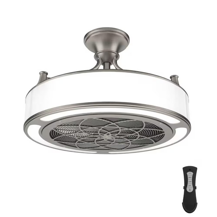 Windara 22" Brushed Nickel Ceiling Fan w/ Dimmable LED Light Kit & Remote