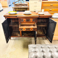 Retro Wooden Dining Buffet 58x38-Inch with Brass Handles