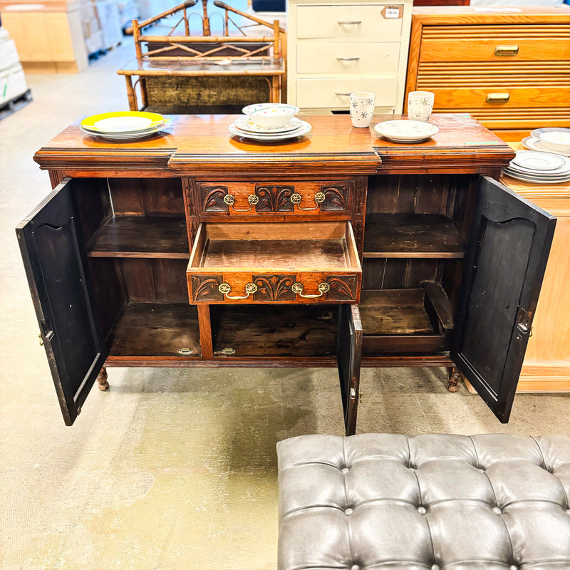 Retro Wooden Dining Buffet 58x38-Inch with Brass Handles