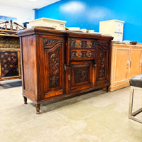Retro Wooden Dining Buffet 58x38-Inch with Brass Handles