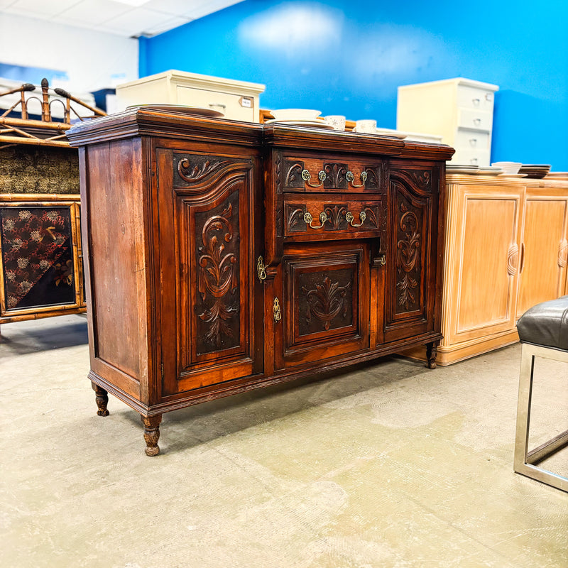 Retro Wooden Dining Buffet 58x38-Inch with Brass Handles