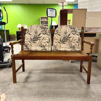 Wooden Slatted Bench 47x35-Inch with Cushioned Seats