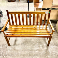 Wooden Slatted Bench 47x35-Inch with Cushioned Seats