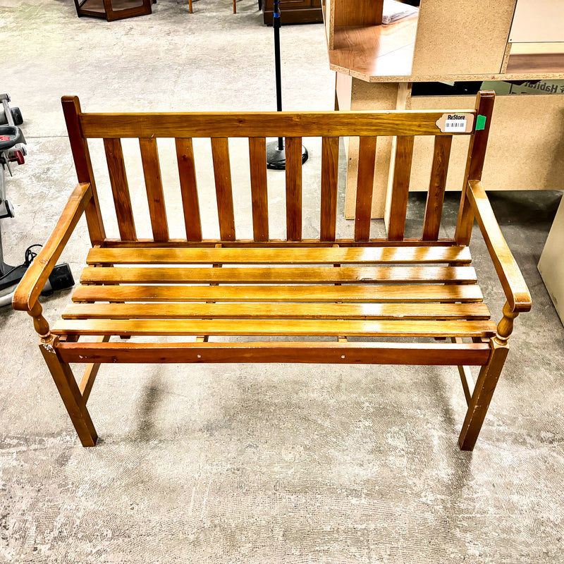 Wooden Slatted Bench 47x35-Inch with Cushioned Seats