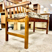 Wooden Slatted Bench 47x35-Inch with Cushioned Seats