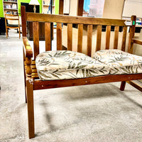 Wooden Slatted Bench 47x35-Inch with Cushioned Seats