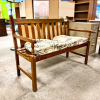 Wooden Slatted Bench 47x35-Inch with Cushioned Seats
