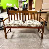 Wooden Slatted Bench 47x35-Inch with Cushioned Seats