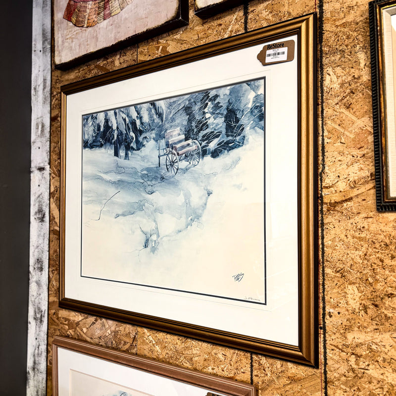 39x33-Inch Framed Artwork Winter Landscape Painting – Signed