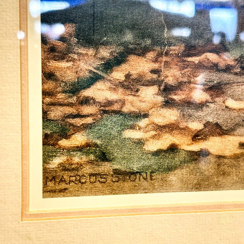 14x32-Inch Framed Pastoral Scene Artwork by Marcus Stone