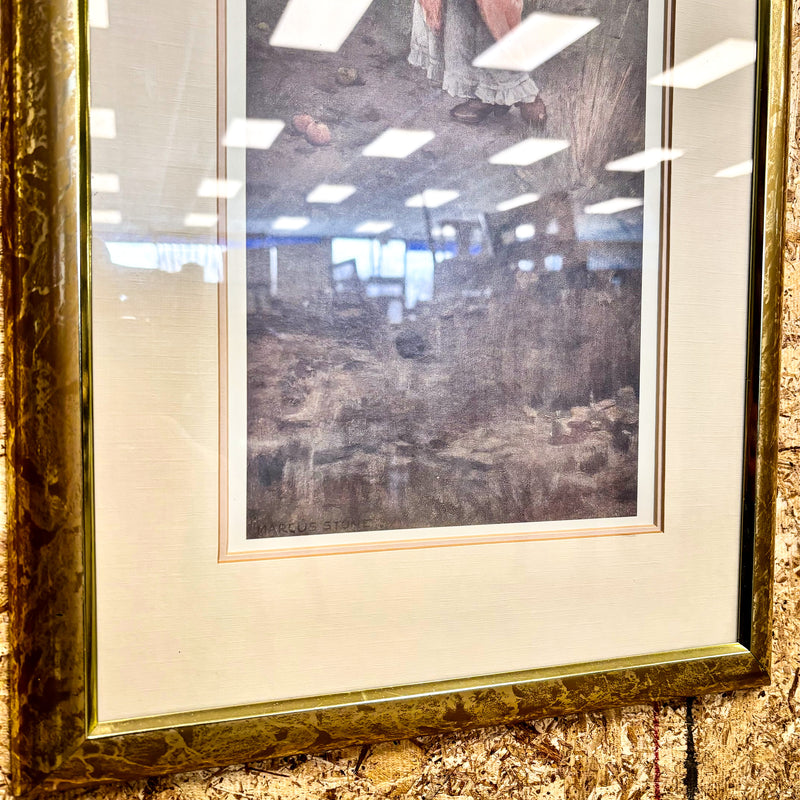 14x32-Inch Framed Vintage Portrait Artwork by Marcus Stone