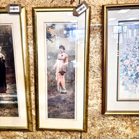 14x32-Inch Framed Pastoral Scene Artwork by Marcus Stone