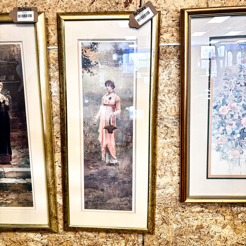 14x32-Inch Framed Pastoral Scene Artwork by Marcus Stone