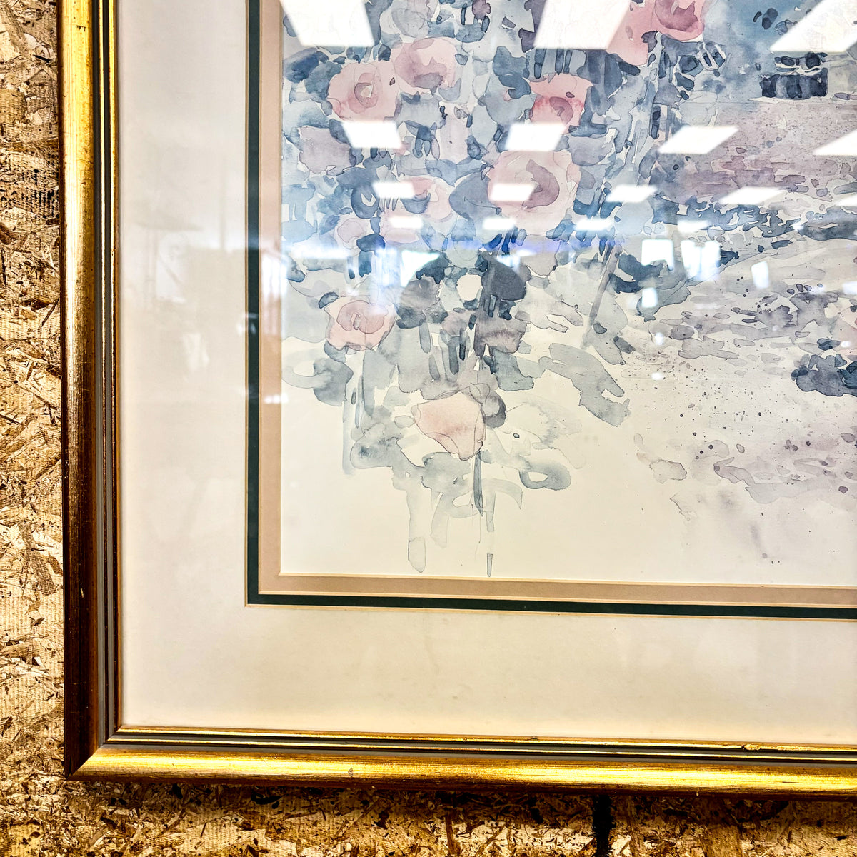34x27-Inch Framed Cottage Artwork by Dalina Darton – 1986