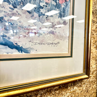 34x27-Inch Framed Cottage Artwork by Dalina Darton – 1986