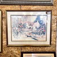34x27-Inch Framed Cottage Artwork by Dalina Darton – 1986