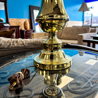 Polished Gold Table Lamp with Crystal Beaded Shade, 25-Inch Height