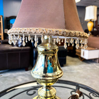 Polished Gold Table Lamp with Crystal Beaded Shade, 25-Inch Height