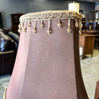 Polished Gold Table Lamp with Crystal Beaded Shade, 25-Inch Height