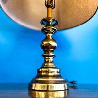Polished Brass Table Lamp with Textured Shade, 25-Inch Height