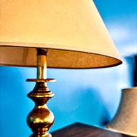 Polished Brass Table Lamp with Textured Shade, 25-Inch Height