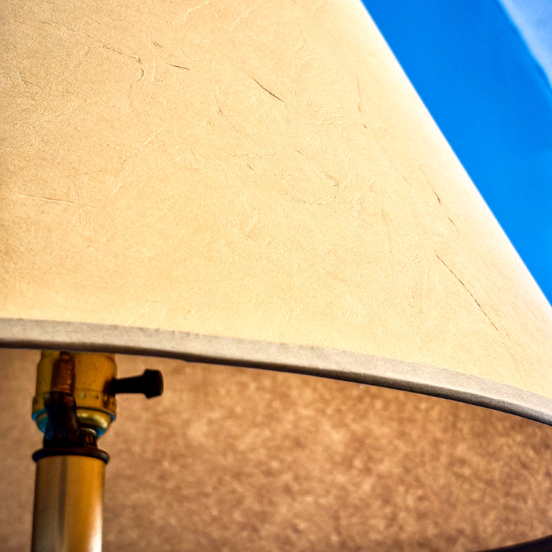 Polished Brass Table Lamp with Textured Shade, 25-Inch Height