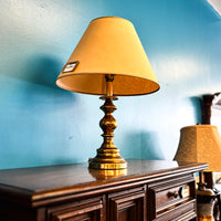 Polished Brass Table Lamp with Textured Shade, 25-Inch Height