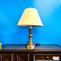 Polished Brass Table Lamp with Textured Shade, 25-Inch Height