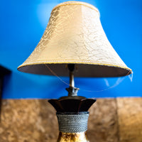 Sculpted Wooden Designer Table Lamp with Fabric Shade, 39-Inch Height